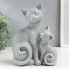 Сувенир полистоун "Кошка с котёнком" серый 20х8,5х15,5 см - фото 9899156