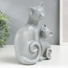 Сувенир полистоун "Кошка с котёнком" серый 20х8,5х15,5 см - фото 6666616
