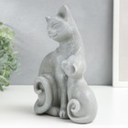 Сувенир полистоун "Кошка с котёнком" серый 20х8,5х15,5 см - фото 6666618