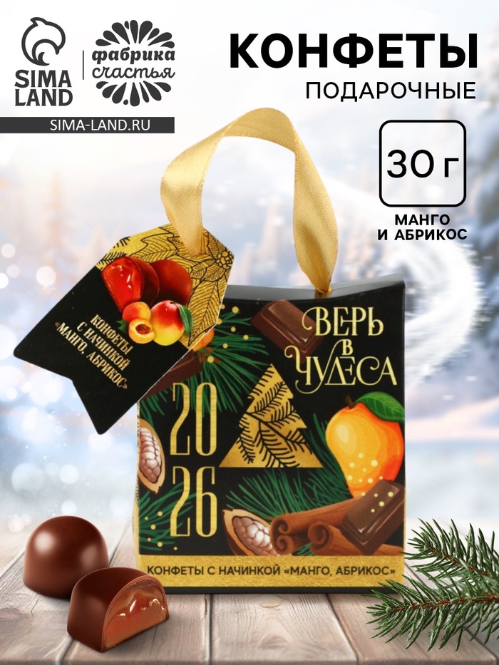 Подарочные конфеты «Верь в чудеса», в пакете с ручкой, 30 г - Фото 1