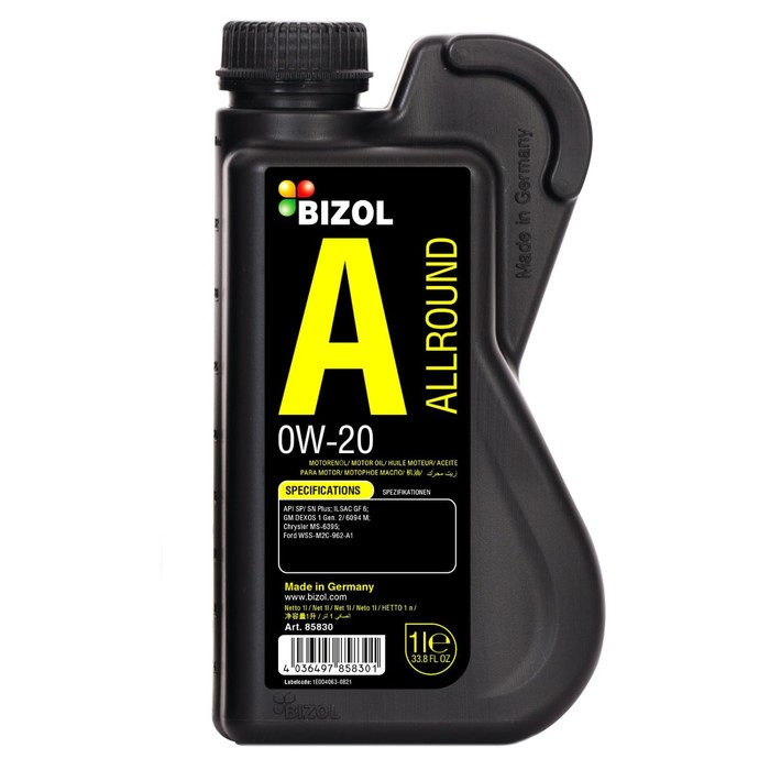 Моторное масло BIZOL Allround 0W-20 SP GF-6A, НС-синтетическое, 1 л - Фото 1