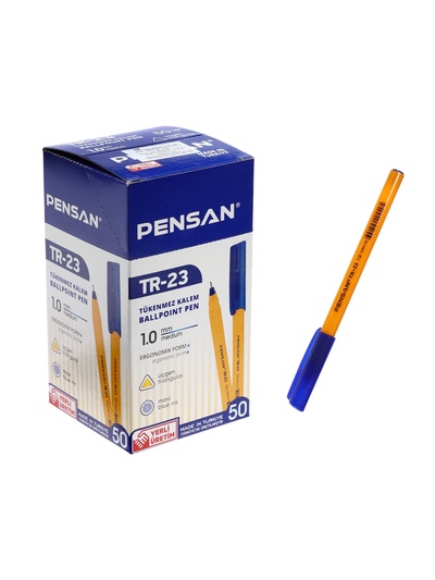 Ручка шариковая Pensan. ТR-23, синий стержень, игольчатый узел 1 мм, на масляной основе, треугольный корпус