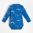 Боди детское с длинным рукавом Крошка Я "Dino", рост 62-68 см, цвет синий - фото 46800154
