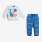 Комплект: джемпер и брюки Крошка Я "Dino", рост 68-74 см, цвет серый/синий - фото 318998026