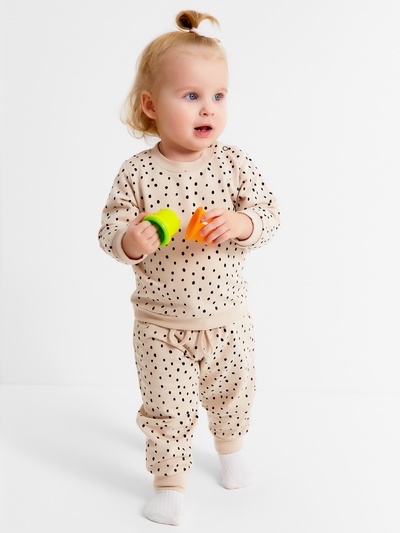 Костюм для девочки (джемпер, брюки) «Крошка Я. Киса», рост 74-80 см, бежевый