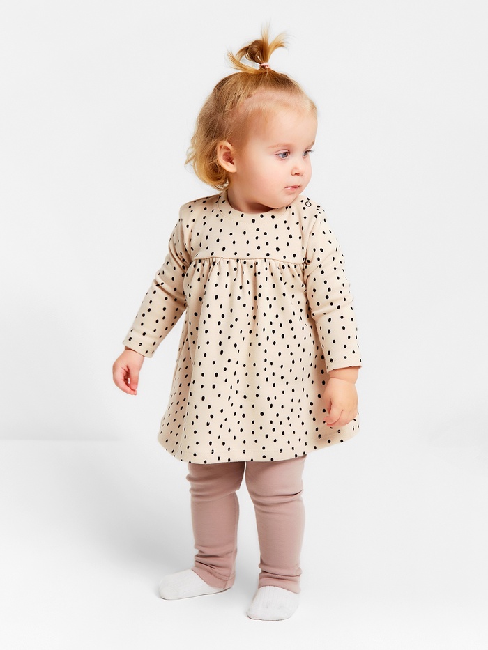 Комплект: платье и легинсы Крошка Я «Киса», рост 80-86 см, бежевый, розовый - Фото 1