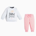 Комплект: джемпер и брюки Крошка Я "Princess", рост 68-74 см, цвет серый/розовый - фото 318998323