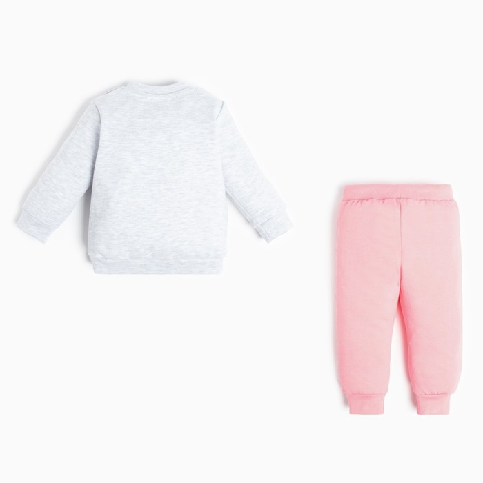 Комплект: джемпер и брюки Крошка Я "Princess", рост 68-74 см, цвет серый/розовый - фото 1907504047