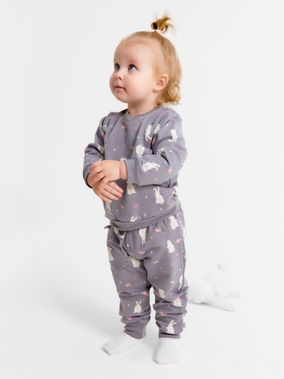 Костюм для девочки (джемпер, брюки) «Крошка Я» Princess, рост 80-86 см, серый