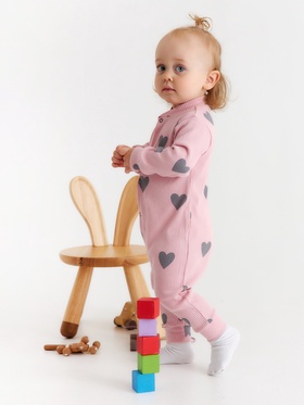 Комбинезон Крошка Я «Сердца», рост 62-68 см, цвет розовый