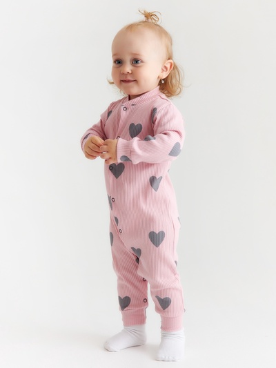 Комбинезон Крошка Я «Сердца», рост 74-80 см, цвет розовый