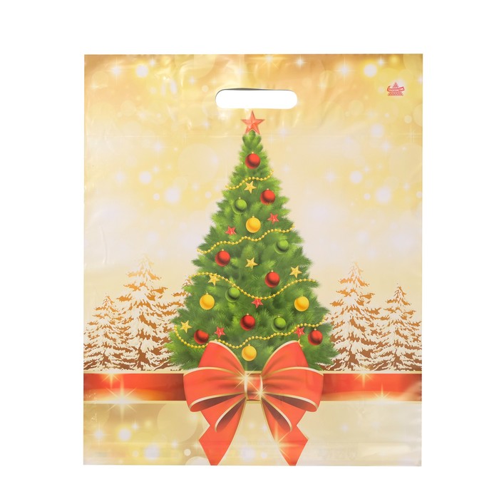 Пакет подарочный новогодний «Мерцание праздника», полиэтиленовый с вырубной ручкой, 45×38 см - Фото 1