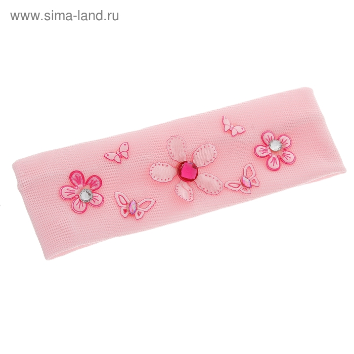 повязка для волос "Чудо" цветы розовая - Фото 1