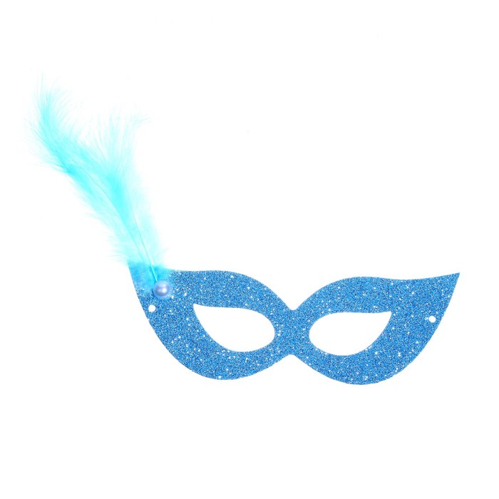 Карнавальная маска с пером, цвет голубой - Фото 1