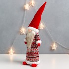 Кукла интерьерная "Дедушка Мороз в кафтане со скандинавскими узорами" 55х12х11 см - Фото 3