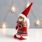 Интерьерная кукла текстильная «Ангелочек Марфуша в красном платье с узорами и сердечком», 33×13×10 см - Фото 4