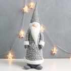 Кукла интерьерная свет "Дедушка Мороз в сером кафтане, держит звёздочку" 60х16х13 см - фото 21714911