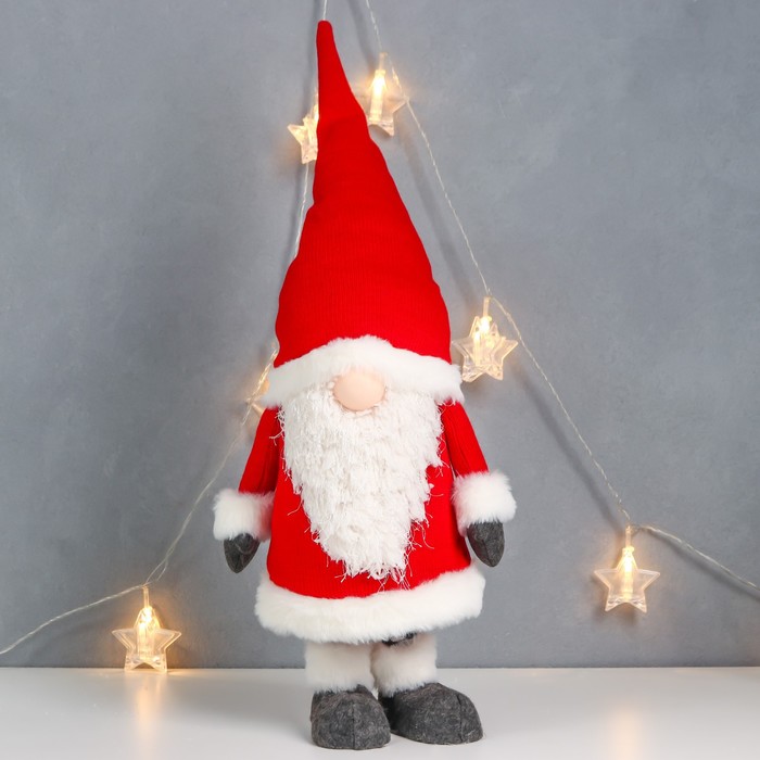 Кукла интерьерная "Дед Мороз в полосатых гетрах, красный" 80х24х14 см - Фото 1