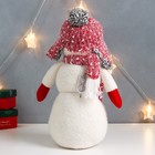 Кукла интерьерная свет "Снеговичок в шапке-ушанке с бамбошкой" 40х21х12 см - Фото 5