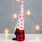 Кукла интерьерная "Дедушка Мороз в клетчатом кафтане, колпак в горох" 40х15х8 см - фото 21714941