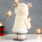 Сувенир керамика свет "Малышка в шубке и с рожками на капюшоне, со снежком" 44х22х19 см - фото 9826283
