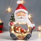 Сувенир керамика свет "Дед Мороз с ёлкой и птицами в гнезде, срез дерева" 39х26,5х10,5 см - фото 318999416