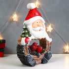 Сувенир керамика свет "Дед Мороз с ёлкой и птицами в гнезде, срез дерева" 39х26,5х10,5 см - Фото 2