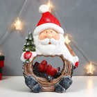 Сувенир керамика свет "Дед Мороз с ёлкой и птицами в гнезде, срез дерева" 39х26,5х10,5 см - Фото 4