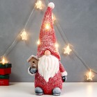Сувенир керамика свет "Дедуля Мороз в красном полосатом наряде со скворечником" 47х21х15 см   756797 - фото 319893988
