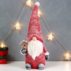 Сувенир керамика свет "Дедуля Мороз в красном полосатом наряде со скворечником" 47х21х15 см   756797 - Фото 4