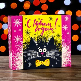 Подарочная коробка 'Черный кот',18,5 х 16 х 5,8 см