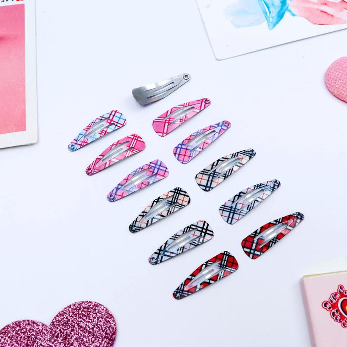 Невидимка для волос "Цветик клеточка" (набор 12 шт) 3 см - Фото 1