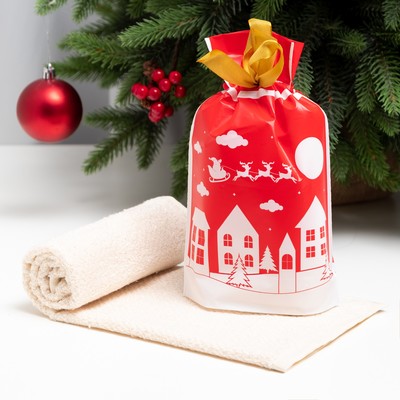 Полотенце махровое «Экономь и Я. Город», 30×60 см, хлопок 100%, молочное