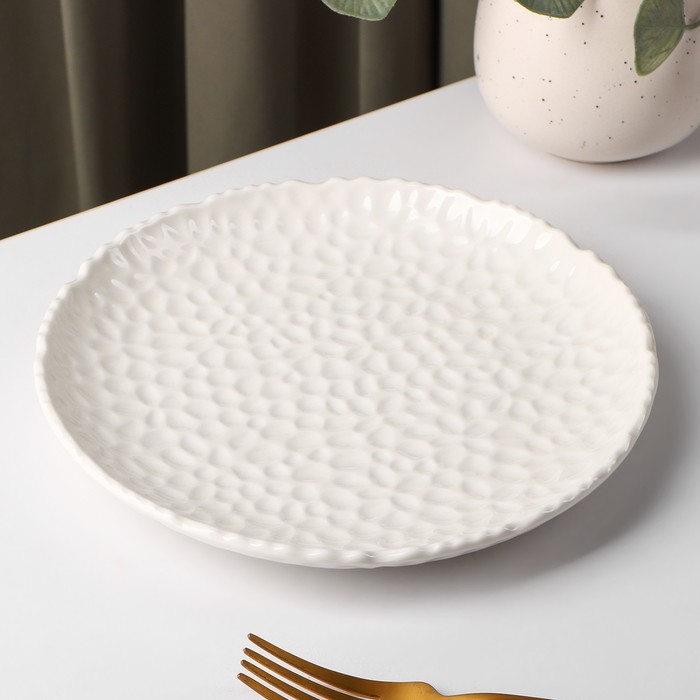 Тарелка керамическая десертная «Воздушность», d=20,5 см, цвет белый - фото 1908966899
