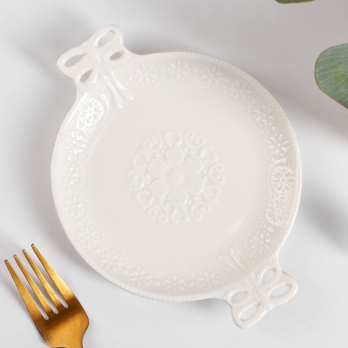 Блюдо керамическое «Сьюзен», 18×13,5 см, цвет белый - Фото 1
