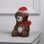 Светодиодная фигура «Медвежонок в шапке» 21 × 11 × 11 см, акрил, 20 LED, батарейки ААх2 (не в комплекте), свечение белое - фото 6668407