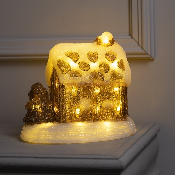 Светодиодная фигура «Зимний домик» 22 × 21 × 17 см, акрил, 30 LED, 220 В, свечение тёплое белое - фото 1907505359