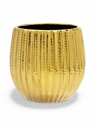 Декоративное кашпо для цветов «Кактус», 1.4 л, 14×12×12 см, керамическое, золотистое