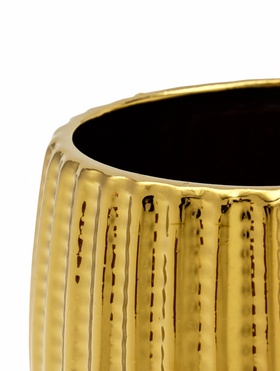 Декоративное кашпо для цветов «Кактус», 1.4 л, 14×12×12 см, керамическое, золотистое