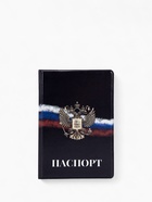 Обложка для паспорта, цвет чёрный/триколор - Фото 1
