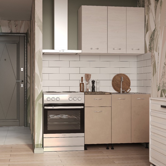 Кухонный гарнитур прямой «Моника», 1000 мм, цвет ясень анкор светлый/мокко/королевский опал - Фото 1