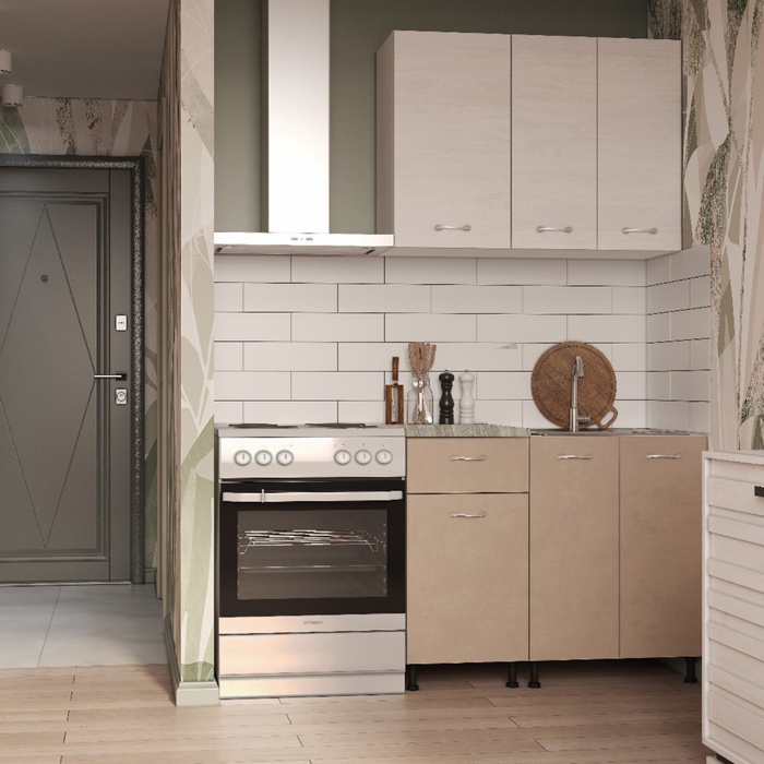 Кухонный гарнитур прямой «Моника», 1000 мм, цвет ясень анкор светлый/мокко/питон - Фото 1