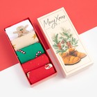 Набор новогодних женских носков KAFTAN "Marry xmas" р. 36-39 (23-25 см), 5 пар - фото 320251412