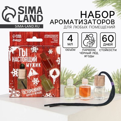 Ароматизаторы в машину новогодние «Лучшему из лучших», черный лед, парфюм, ягоды, набор 3 шт