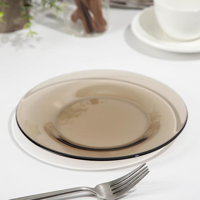 Тарелка десертная стеклянная «Уоркшоп Броунз», d=20 см, цвет коричневый - фото 1908241557
