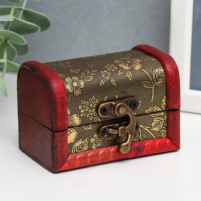 Шкатулка для украшений «Сундучок. Незабудки», дерево, 6×5.8×8.4 см - Фото 1