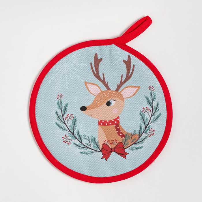Новогодний подарочный набор Этель Deer: кухонное полотенце, прихватка, силиконовая форма - фото 1906058324