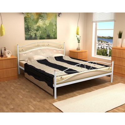 Кровать «Надежда Plus»,1200×1900 мм, металл, изголовье мягкое, цвет белый