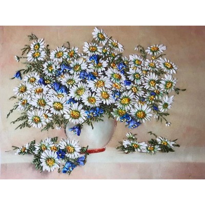 Набор для вышивания лентами «Ромашки и колокольчики», 26 × 35 см