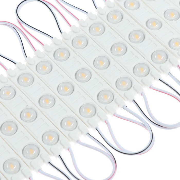 Светодиодный модуль SMD5630, 2 Вт, 3 LED, 180 Лм, IP65, 3000К, 12 В, 20 шт., свечение тёплое белое - Фото 1
